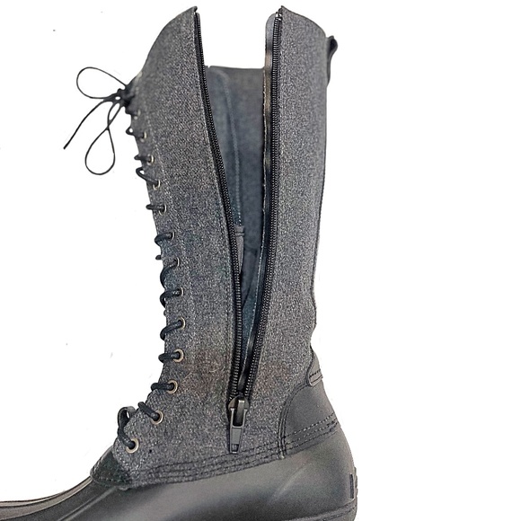 Michael Kors Easton Flannel and Rubber Tall Rain Boot, Black / Gray, Size 7 - Picture 7 of 11